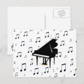 Carte Postale Notes de piano et de musique (Devant / Derrière)