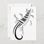 Carte Postale Notes de piano et de musique (Devant / Derrière)