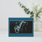Carte Postale Notes de saxophone et de musique (Debout devant)