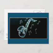 Carte Postale Notes de saxophone et de musique (Devant / Derrière)