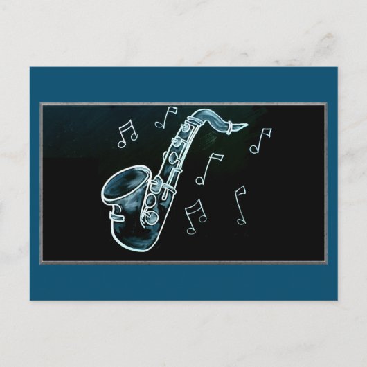 Carte Postale Notes de saxophone et de musique (Devant)