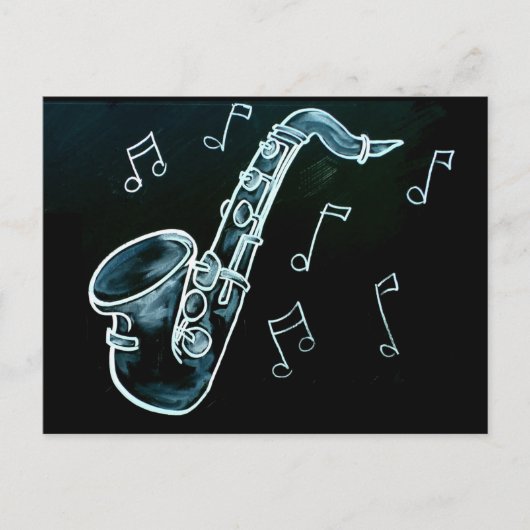 Carte Postale Notes de saxophone et de musique (Devant)