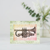 Carte Postale Notes de trompette et de musique (Debout devant)