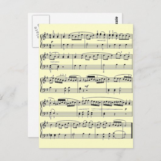 Carte Postale notes musicales (Devant / Derrière)