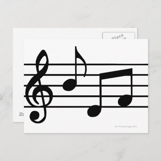 Carte Postale Notes musicales (Devant / Derrière)