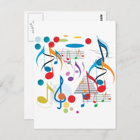 Carte Postale Notes musicales (Devant / Derrière)