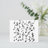 Carte postale Notes musicales - blanc et noir (Debout devant)