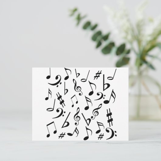Carte postale Notes musicales - blanc et noir (Debout devant)
