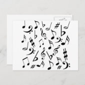 Carte postale Notes musicales - blanc et noir (Devant / Derrière)