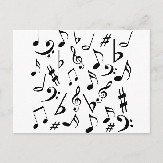 Carte postale Notes musicales - blanc et noir (Devant)
