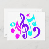 Carte Postale Notes musicales colorées (Devant / Derrière)