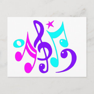 Carte Postale Notes musicales colorées