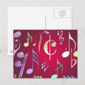 Carte Postale Notes musicales de couleur (Devant / Derrière)
