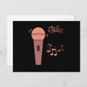 Carte Postale Notes musicales de microphone dessinées à la main  (Devant / Derrière)