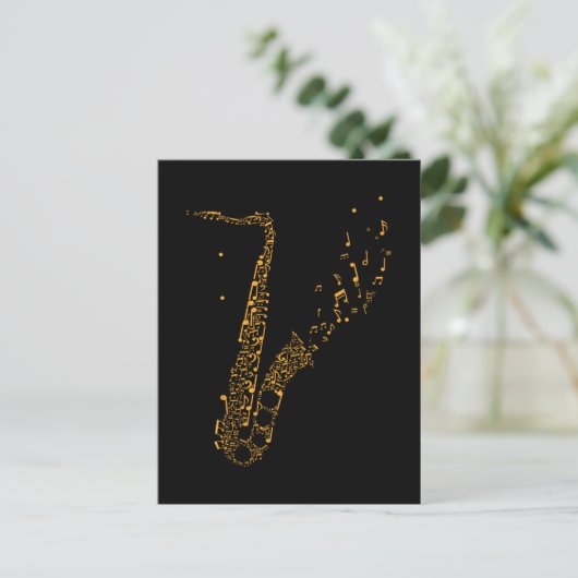 Carte Postale Notes musicales de saxophone Instrument Saxophonis (Debout devant)