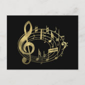 Carte Postale Notes musicales d'or en forme ovale (Devant)