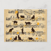 Carte Postale Notes musicales et chatons (Devant)