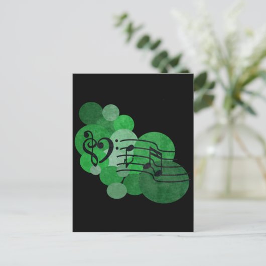 Carte Postale Notes musicales et pois - vert vif (Debout devant)