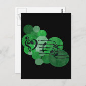 Carte Postale Notes musicales et pois - vert vif (Devant / Derrière)