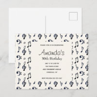 Notes musicales mignonnes Motif Invitation d'anniv