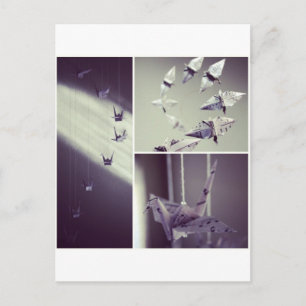 Carte Postale Notes musicales Origami Crane Mobile