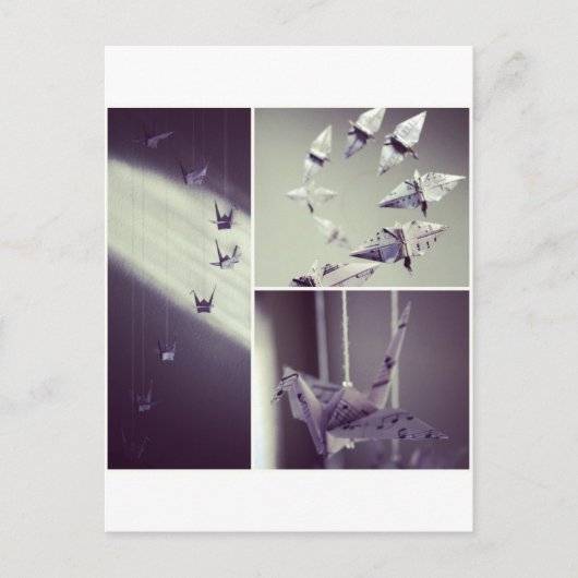 Carte Postale Notes musicales Origami Crane Mobile (Devant)