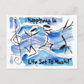 Carte Postale Notes Musicales PC Happiness Is Life Set To Music! (Devant)