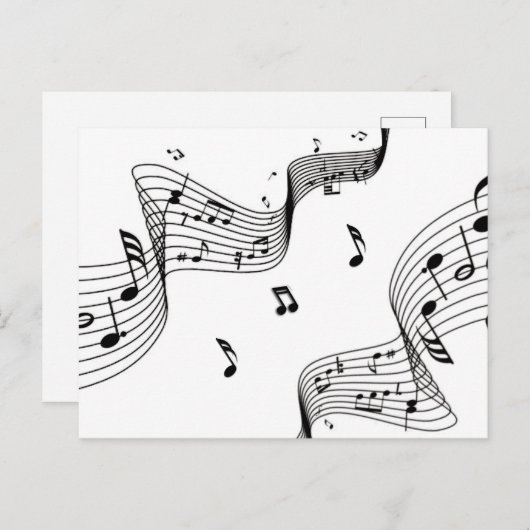 Carte Postale Notes musicales sur le blanc  (Devant / Derrière)