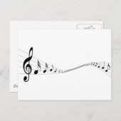 Carte Postale Notes musicales sur un stave en forme de vague (Devant / Derrière)