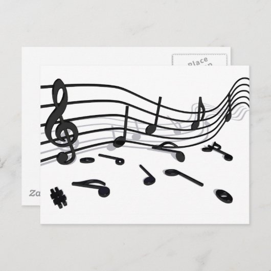 Carte Postale Notes, musique (Devant / Derrière)