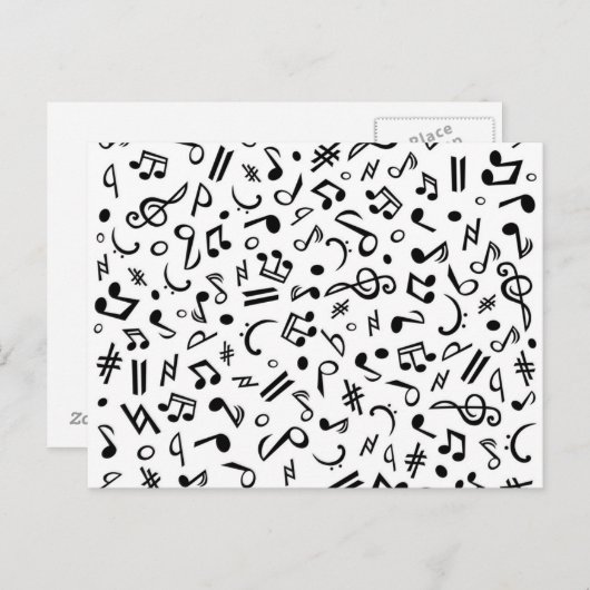 Carte Postale notes musiques (Devant / Derrière)