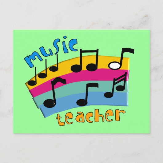 Carte Postale Notes Rainbow pour l'enseignant de musique (Devant)