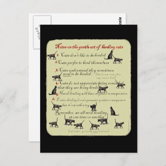 Carte Postale Notes sur l'art doux de l'élevage de chats (Devant / Derrière)