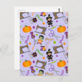 Carte Postale Notions de couture de la marmite d'Halloween (Devant / Derrière)