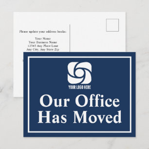 Carte Postale Notre agence a déménagé Logo d'entreprise Bleu mar