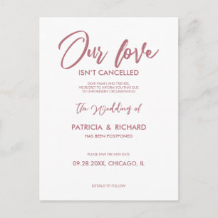 Carte Postale Notre amour n'est pas annulé Report de mariage