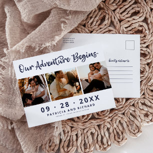 Carte Postale Notre Aventure Commence 3-Photos Mariage Save The