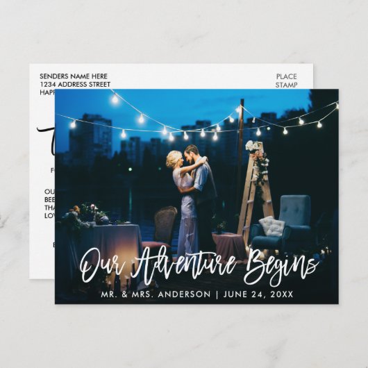 Carte Postale Notre aventure commence à brosse Mariage de script (Devant / Derrière)