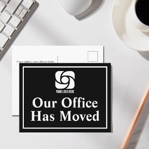 Carte Postale Notre Bureau A Déménagé Logo D'entreprise Noir Et