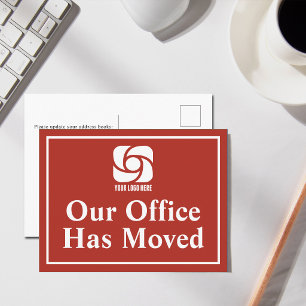 Carte Postale Notre bureau a déménagé Logo d'entreprise rouge