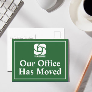 Carte Postale Notre bureau a déménagé Logo d'entreprise verte