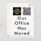 Carte Postale Notre Bureau A Déplacé Le Logo D'Entreprise Code Q (Devant / Derrière)