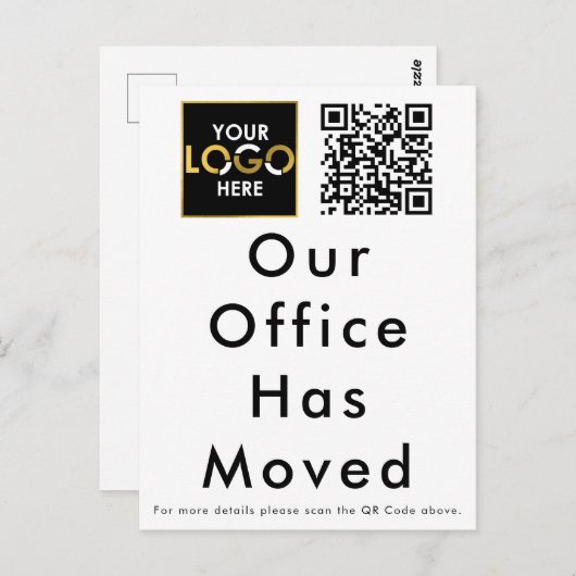 Carte Postale Notre Bureau A Déplacé Le Logo D'Entreprise Code Q (Devant / Derrière)