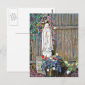 Carte Postale Notre-Dame de Fatima avec des fleurs à la clôture (Devant / Derrière)