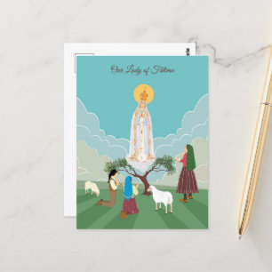 Carte Postale Notre-Dame de Fatima et les trois bergers