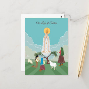 Carte Postale Notre-Dame de Fatima et prière des bergers