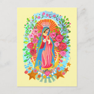 Carte Postale Notre Dame de Guadalupe Couleur Arrière - plan per