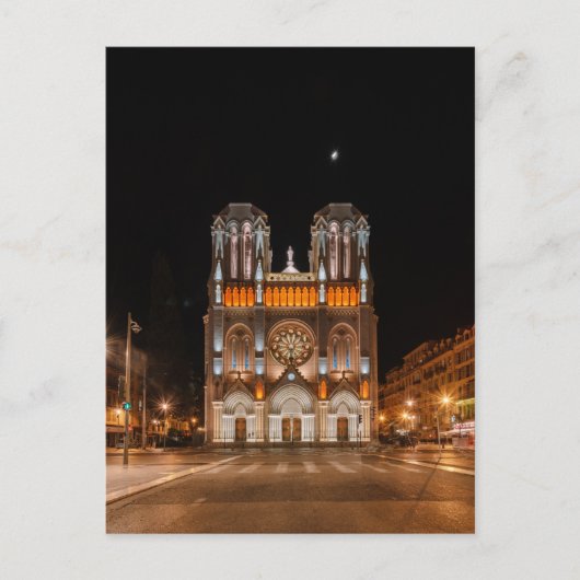 Carte Postale Notre-dame de nice dans la nuit (Devant)