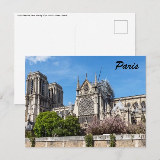 Carte Postale Notre Dame de Paris, le lendemain de l'incendie de (Devant / Derrière)