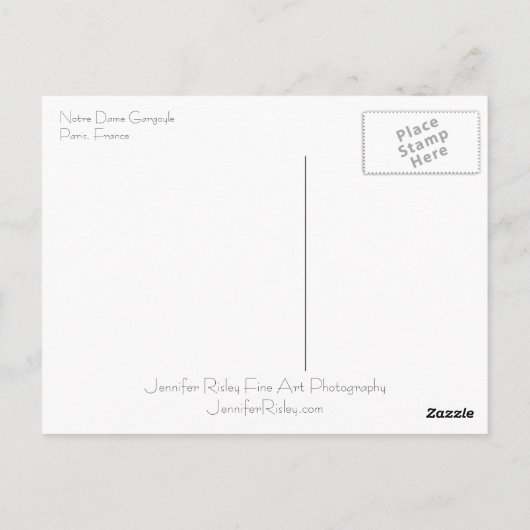 Carte postale Notre Dame Gargoyle (Dos)